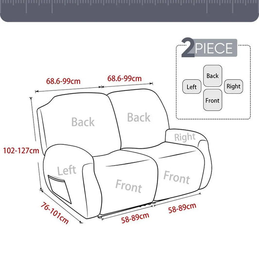 1/2/3 Seater Elastic Recliner Sofa Cover,Solid Color Sofa Cover,Stretch Armchair Covers Couch Slipcover With Pocket,Pet Friendly Anti-Slip Slipcover, Office, And Home Decor