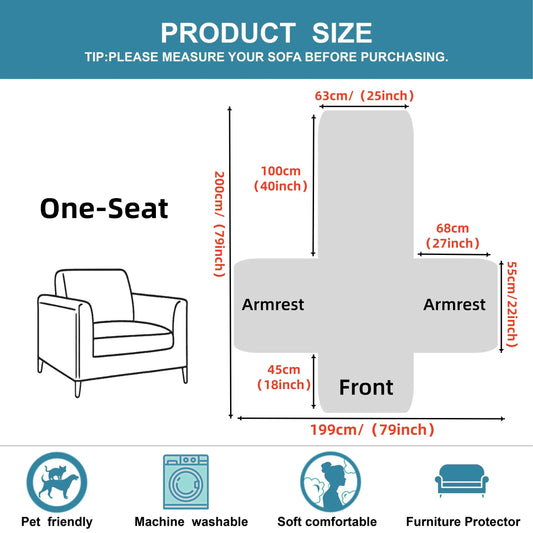 1pc Recliner Chair Covers, Non-Slip Protector for Reclining Chair Recliner Slipcovers, Pet-Friendly & Machine Washable, Anti-Scratch Throw with Armrest/Backrest Pieces, Fits 1-Seater Lounger, Sofa Protector, Couch Protector, Washable Furniture Cover