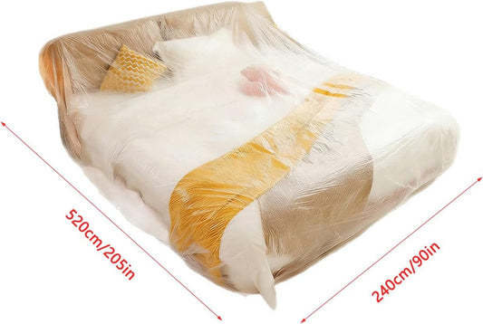 2 Pack Sofa Dust Covers Dustproof Couch Protector Plastic Moving and Storage Covers for Furniture Moves Protection Queen Bed King Bed Home Renovation Wall Painting Basement Garage