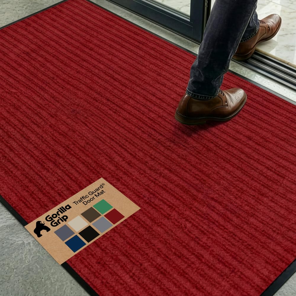 GORILLA GRIP Traffic Guard Indoor Outdoor Heavy Duty Door Mat, 72x48 Black
