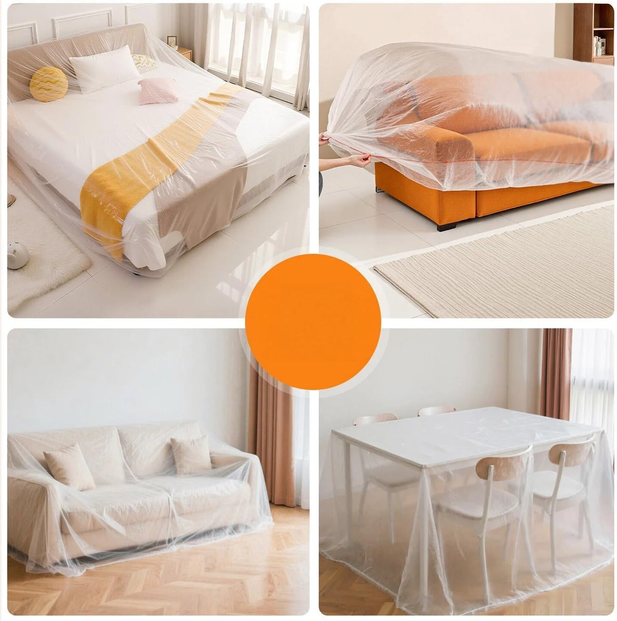 2 Pack Sofa Dust Covers Dustproof Couch Protector Plastic Moving and Storage Covers for Furniture Moves Protection Queen Bed King Bed Home Renovation Wall Painting Basement Garage