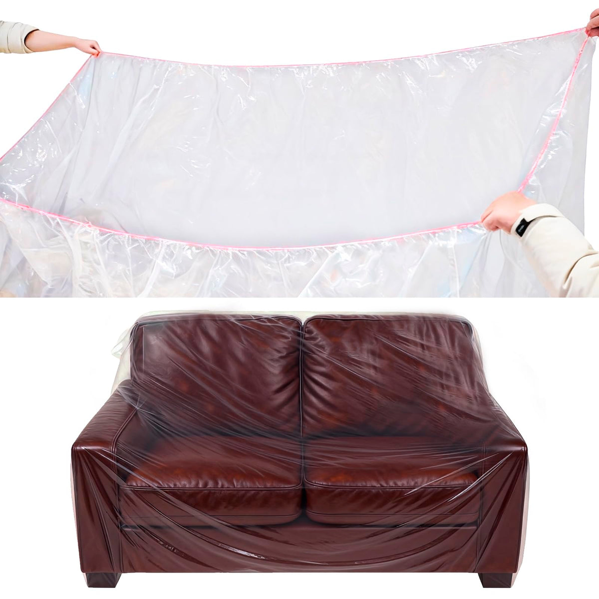 Plastic Couch Cover Furniture Cover with Elastic Band, Clear Sofa Cover Protector for Moving and Storage, Waterproof & Dustproof Moving Bags for Couch Slipcover 92W x 42D x 42H Inches (Sofa)