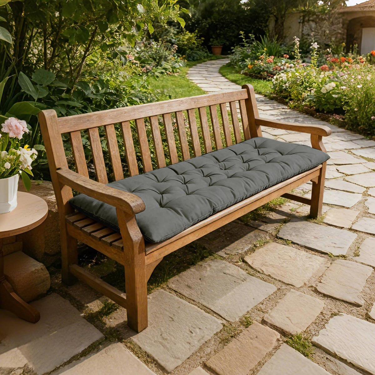 Outdoor Bench Cushion, Waterproof Seat Cushion for Outdoor/Indoor Furniture,Tufted Fade Resistant Bench Cushion for Patio Porch Swing Couch, 47"×20"×4",Black