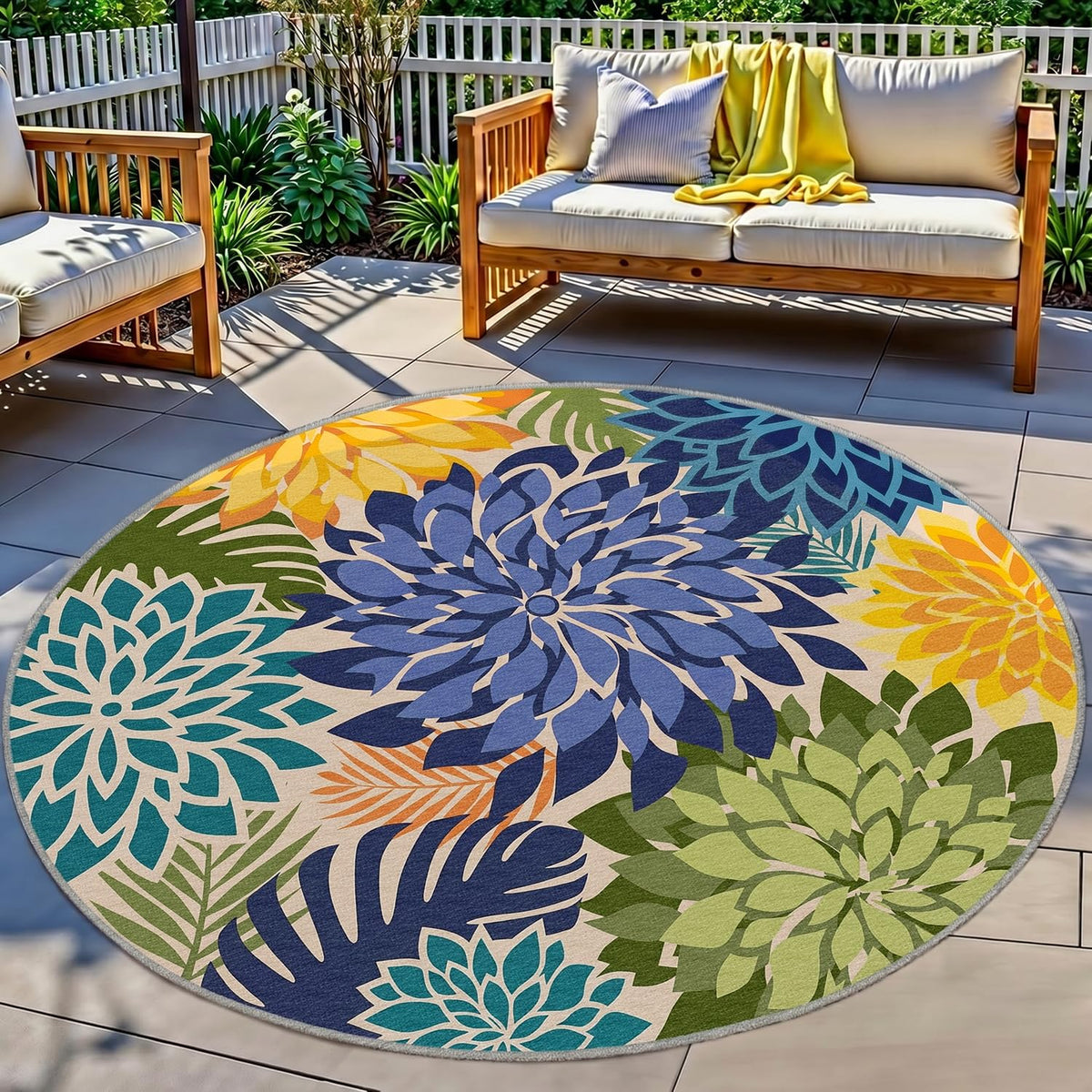 Arenarug Outdoor Rug Waterproof, Washable Patio Rug for Deck, 5x8, Colorful