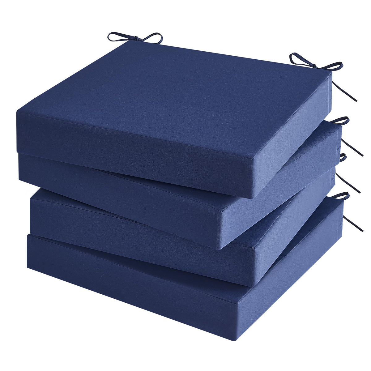 Outdoor Chair Cushions Set of 4 for Outdoor Patio Furniture, Waterproof Patio Seat Cushions with Handle & Ties, 3 Year Color Fastness Square Garden Sofa Couch Pads, 19" x 19" x 3", Navy Blue