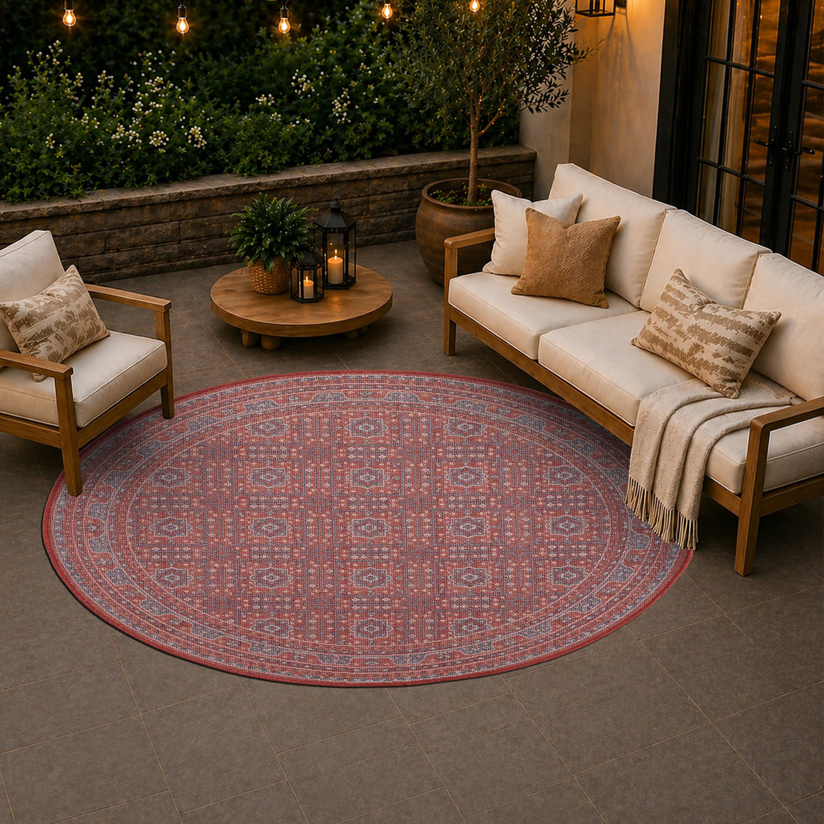 Loom&Crate Washable Indoor Outdoor Area Rug 12x15, Patio Rug, Red Orven