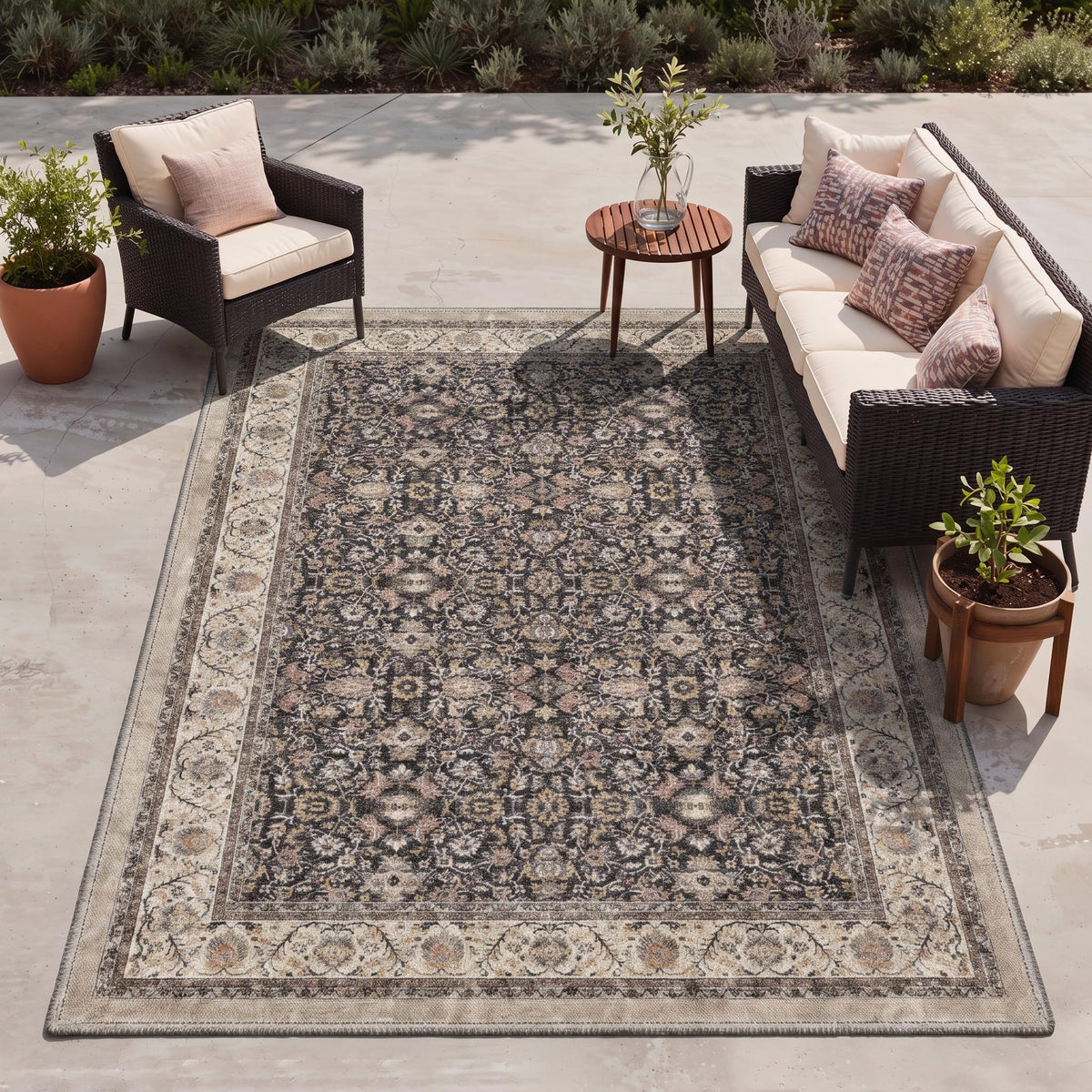 GENIMO 5x8 Outdoor Rug, Washable for Patio and Deck, Light Blue