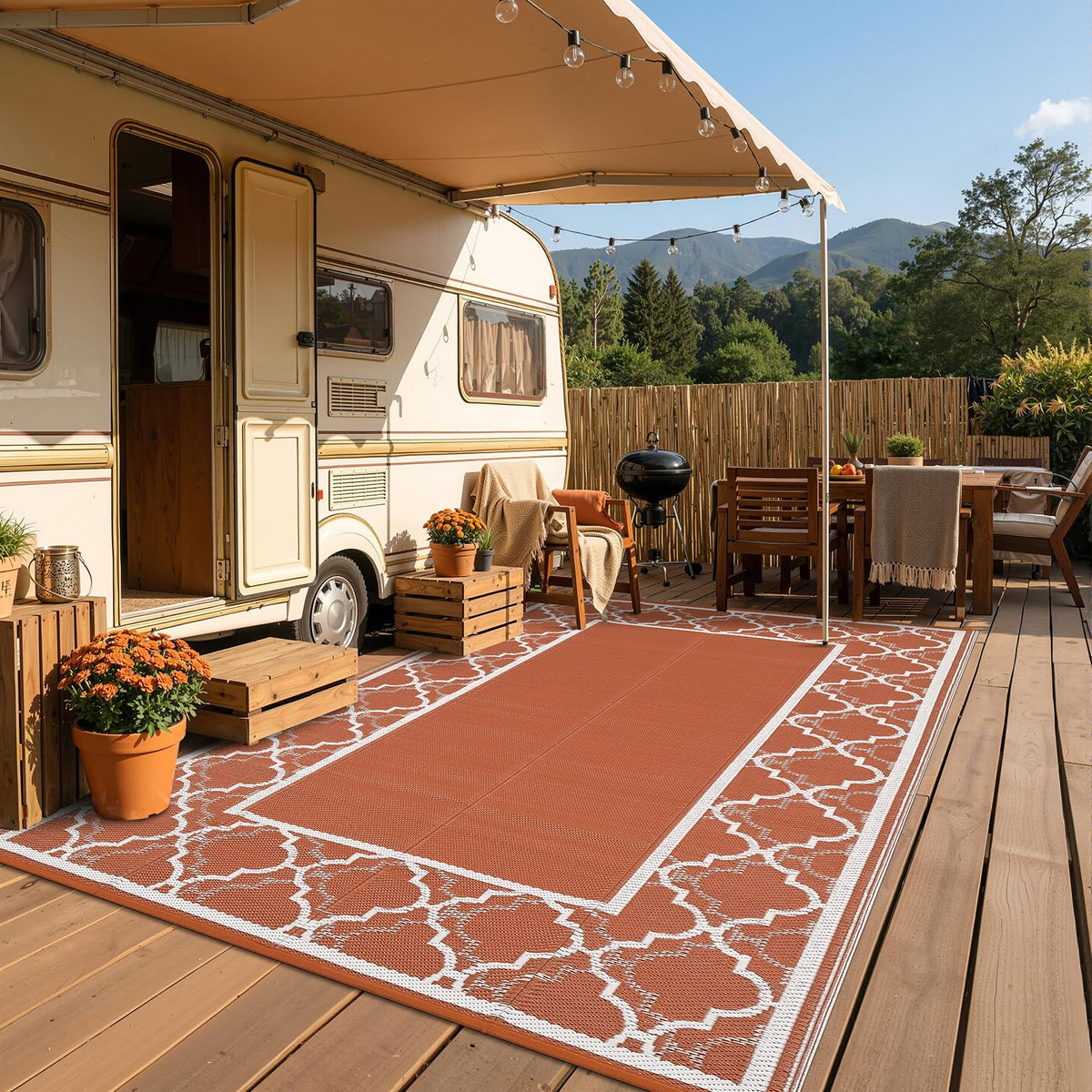 Garvee Reversible Outdoor Rug 6x9, Waterproof Outdoor Plastic Rug, Porch