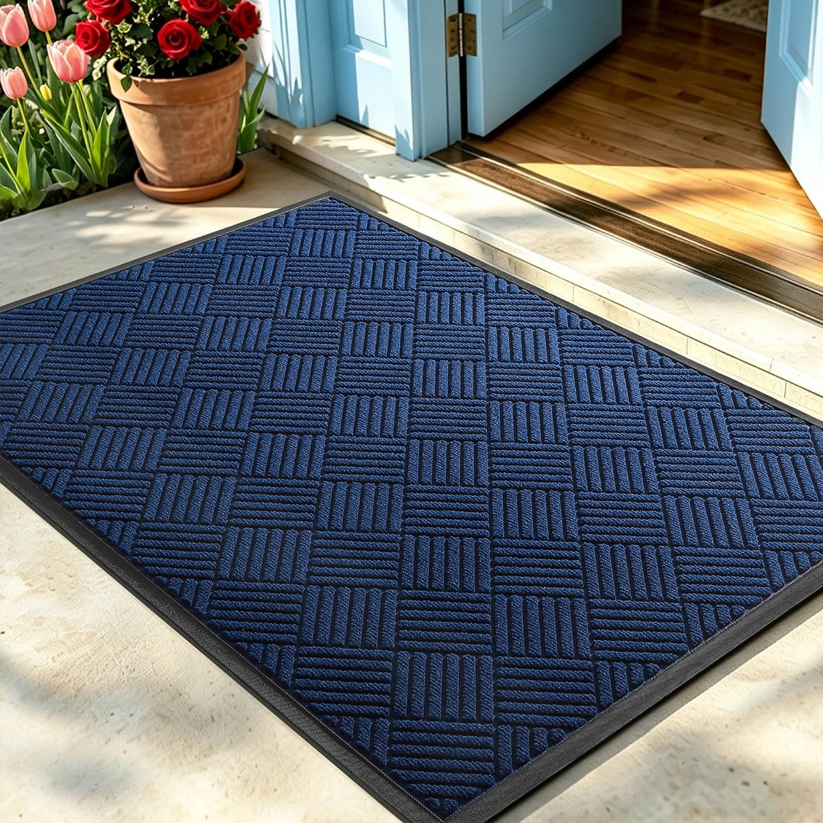 Front Door Mat, Heavy Duty Non-Slip Doormat 29.5"x17", Grey
