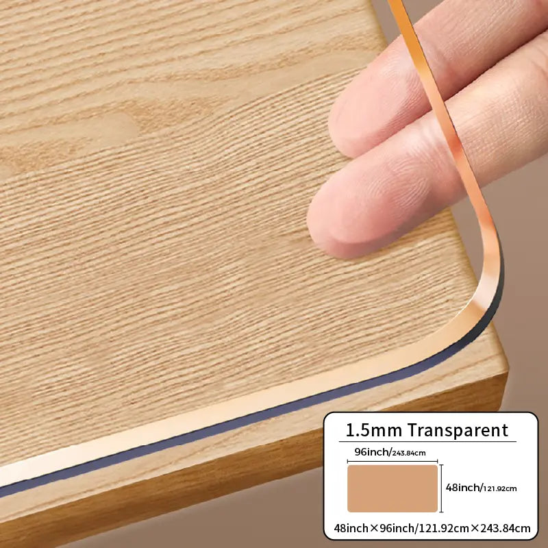 Food-Grade PVC Rectangle Desk Protector - High Transparency, Multi-Size, Cutting-Ready Oval Option with Ruler, Dustproof, Stain-Proof, Water-Resistant, Easy to Clean, Contemporary Cover for Wooden Furniture & Glass Dining Tops (DIY Cut Friendly),sohochic