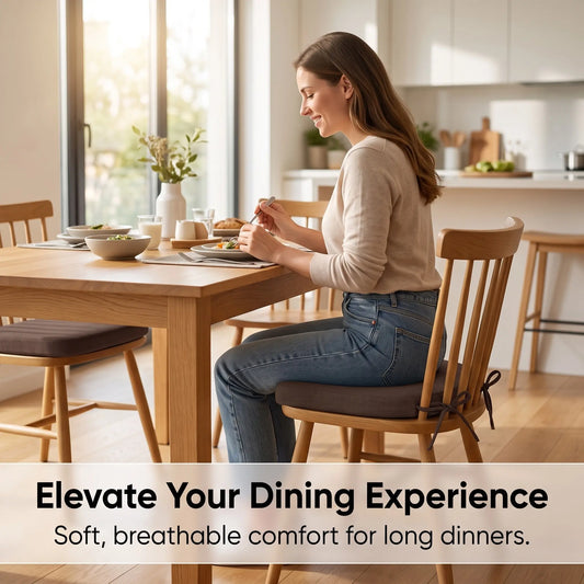 4-Pack Memory Foam Chair Cushions, Waterproof Dining Seat Pads with Ties – 17.3" Kitchen Chair Cushion with Non-Slip Base,sohochic