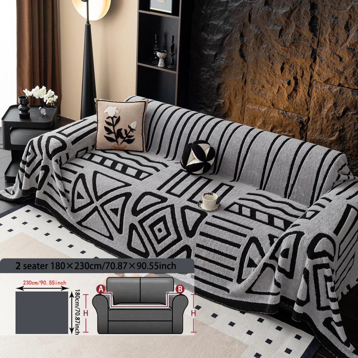 Geometric Pattern Sofa Cover, 1 Count Soft Dustproof Slipcover For Sofa, Soft Sofa Protector to Protect Couches in Living Room & Office, Couch Covers, Home Decor #GLOBAL PICKS