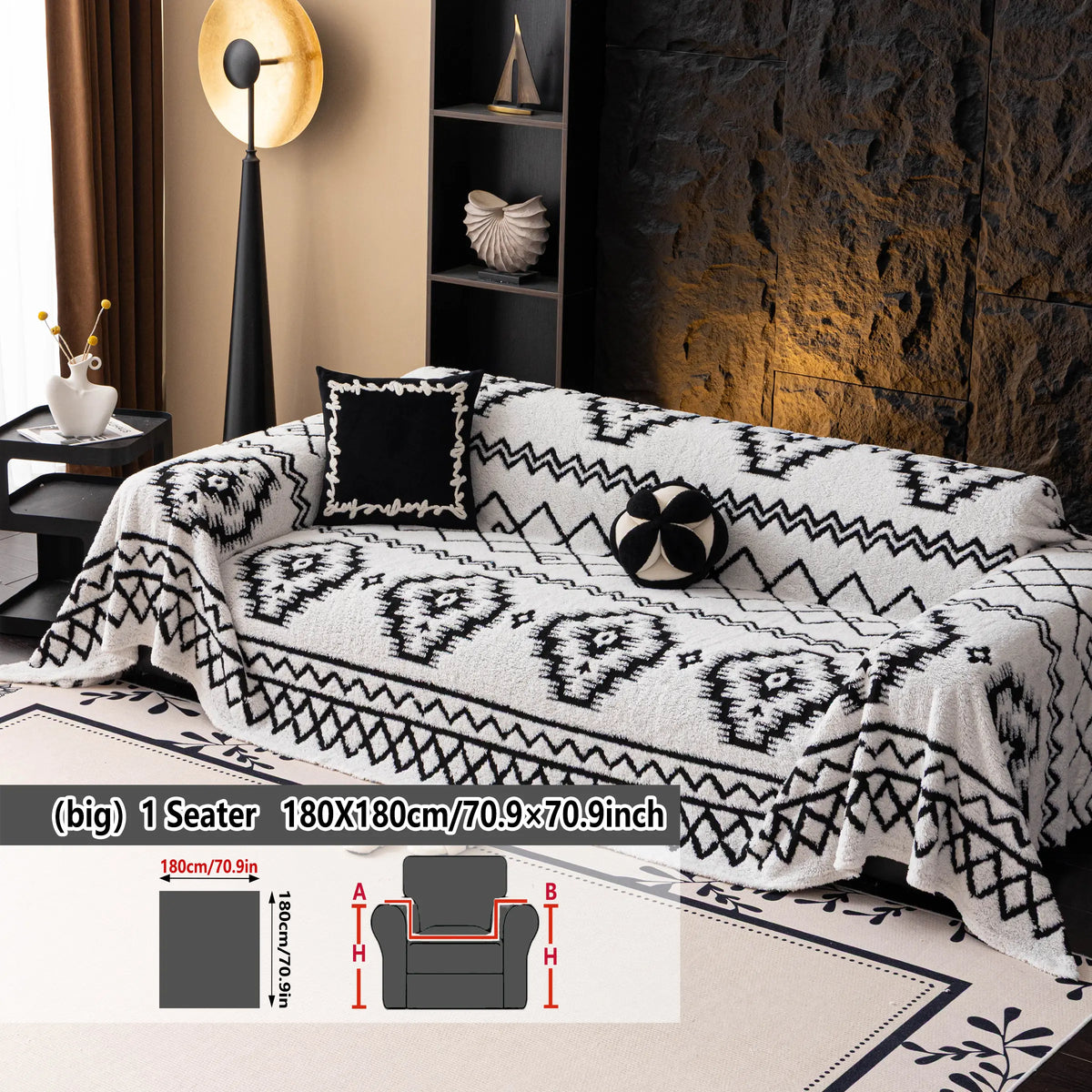 Geometric Pattern Sofa Cover, 1 Count Soft Dustproof Slipcover For Sofa, Soft Sofa Protector to Protect Couches in Living Room & Office, Couch Covers, Home Decor #GLOBAL PICKS