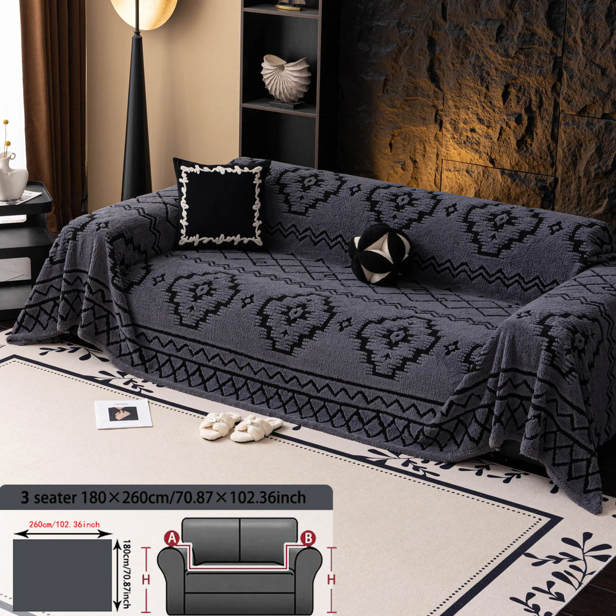 Geometric Pattern Sofa Cover, 1 Count Soft Dustproof Slipcover For Sofa, Soft Sofa Protector to Protect Couches in Living Room & Office, Couch Covers, Home Decor #GLOBAL PICKS