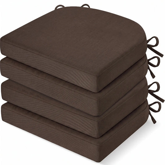 4-Pack Memory Foam Chair Cushions, Waterproof Dining Seat Pads with Ties – 17.3" Kitchen Chair Cushion with Non-Slip Base,sohochic