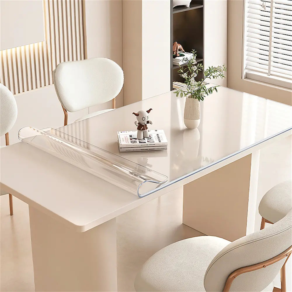 Food-Grade PVC Rectangle Desk Protector - High Transparency, Multi-Size, Cutting-Ready Oval Option with Ruler, Dustproof, Stain-Proof, Water-Resistant, Easy to Clean, Contemporary Cover for Wooden Furniture & Glass Dining Tops (DIY Cut Friendly),sohochic