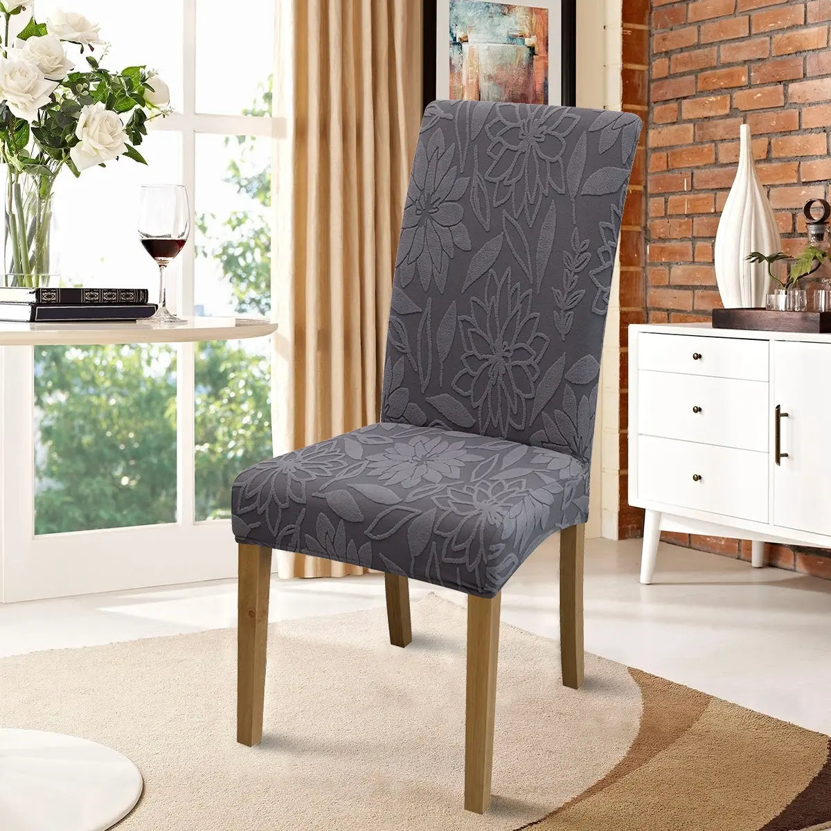Chair Cover, 4/6 Counts Removable Washable Chair Slipcover, Dustproof Chair Protector for Home Living Room Hotel Dining Room