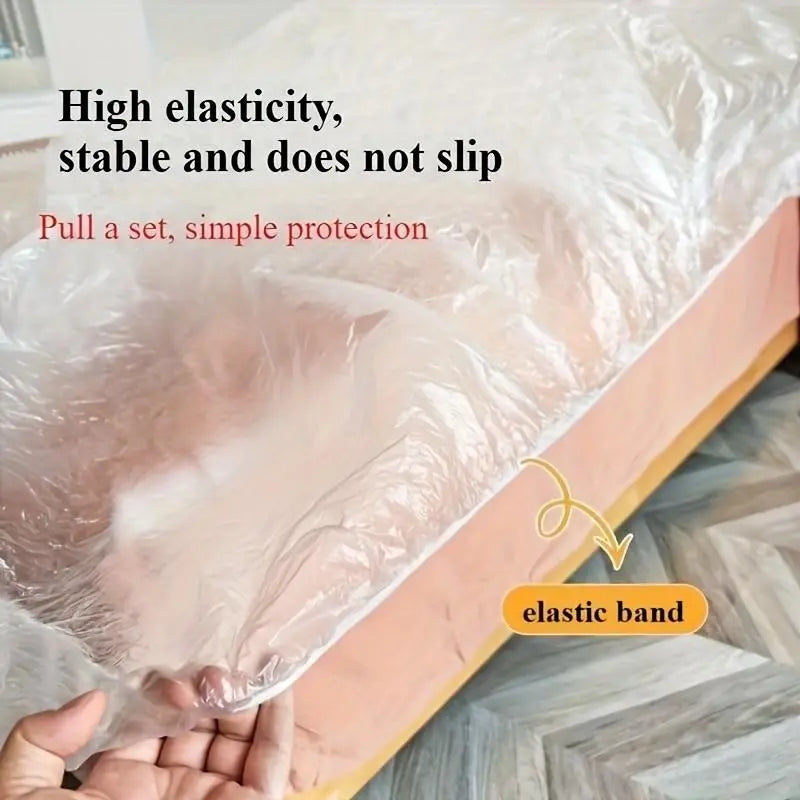 2pcs Disposable Furniture Dust Cover 310x240cm, Waterproof Plastic Bed Sofa Dust Protective Cover, Anti-Dust Furniture Protector for Home Renovation