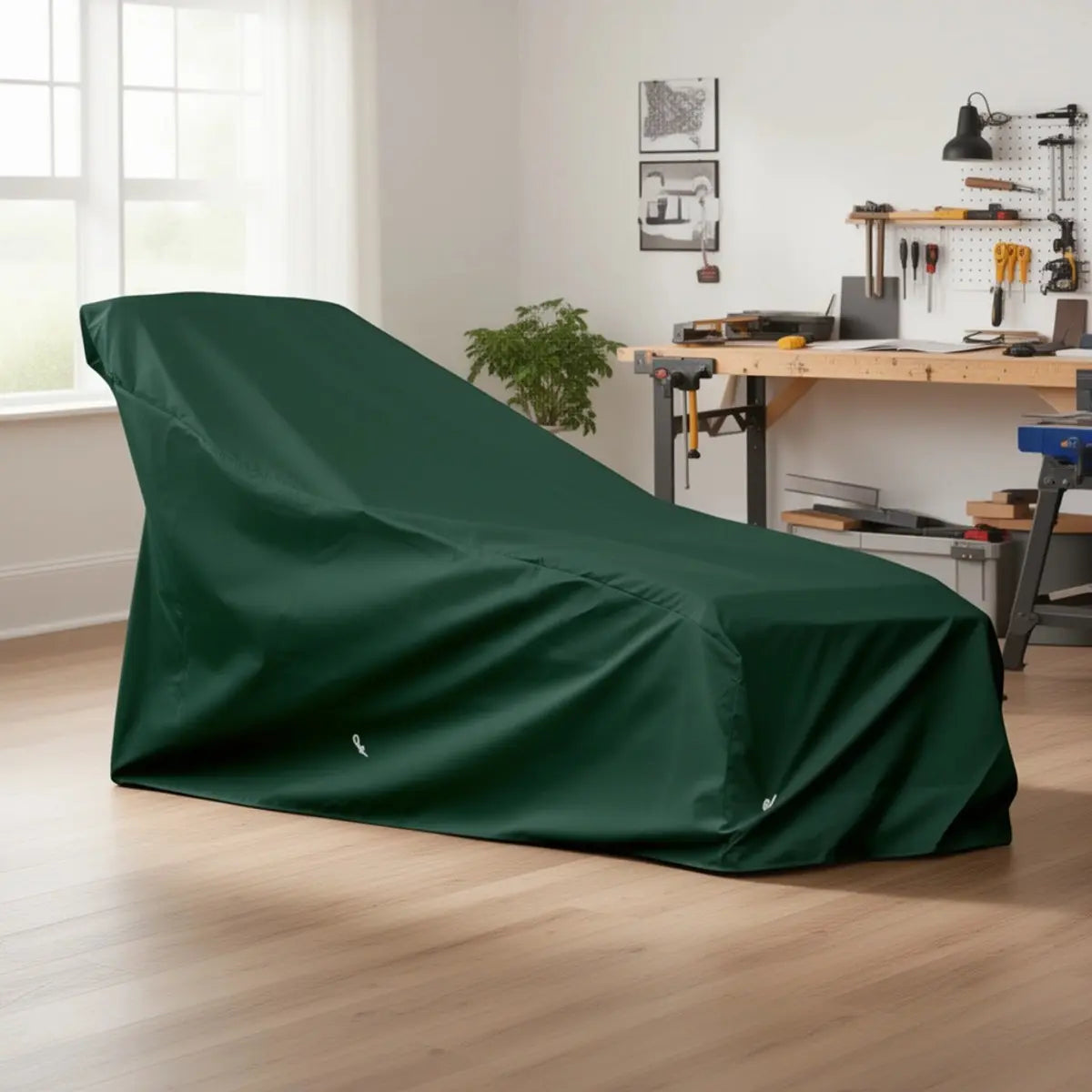 KoverRoos 63250 Ultimate Protection U-Shaped Large Chaise Dust Cover Set - Forest Green Weathermax-Tyvek Fabric, 82X30x32 In., 4 lbs Lightweight, 5-Year Color Retention, All-Seasons, Durable, 1-Way Breathable, Heat Resistant