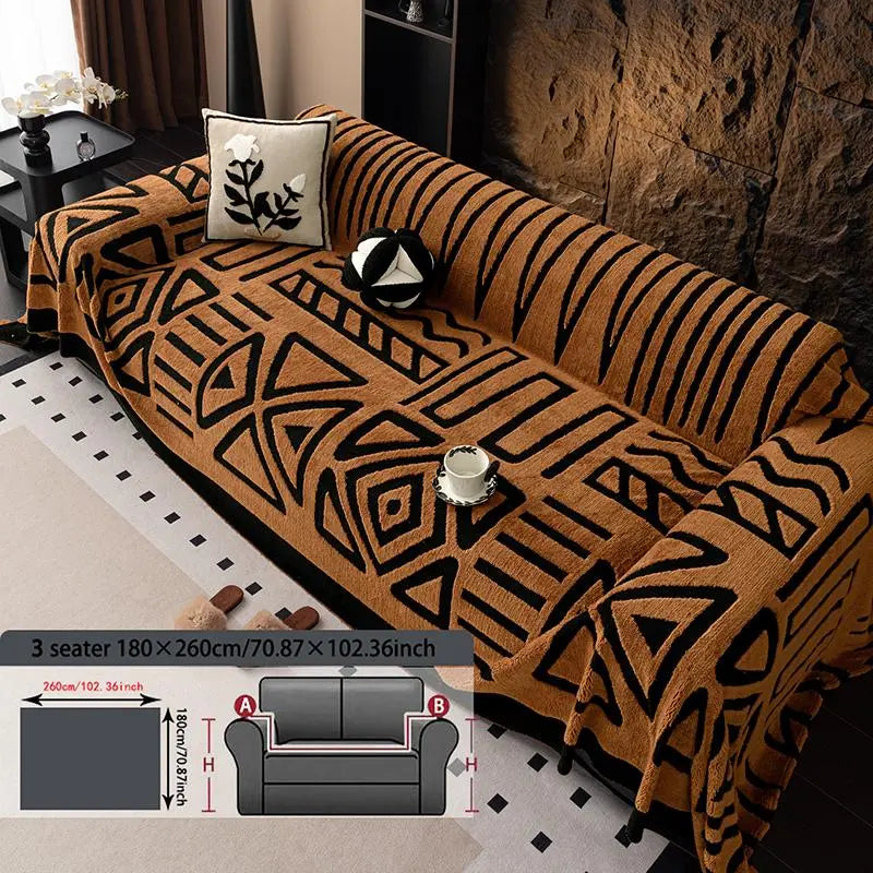 Geometric Pattern Sofa Cover, 1 Count Soft Dustproof Slipcover For Sofa, Soft Sofa Protector to Protect Couches in Living Room & Office, Couch Covers, Home Decor #GLOBAL PICKS