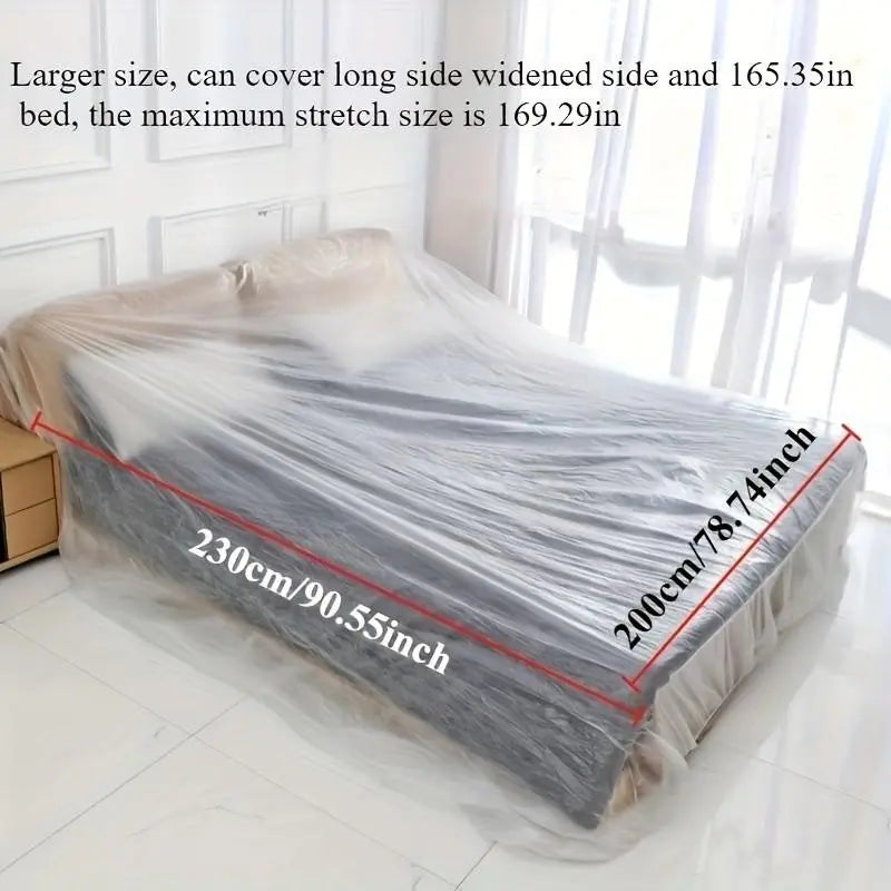 2pcs Disposable Furniture Dust Cover 310x240cm, Waterproof Plastic Bed Sofa Dust Protective Cover, Anti-Dust Furniture Protector for Home Renovation
