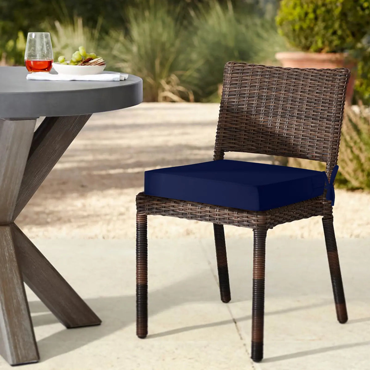 【Back to School】Downluxe Waterproof Outdoor Chair Cushions, Patio Chair Cushion with Non-Slip Ties & Handle, Square Outdoor Cushion for Patio Furniture with Removable Cover, 19" x 19" x 3",dorm essentials,home decor,home essentials,sohochic