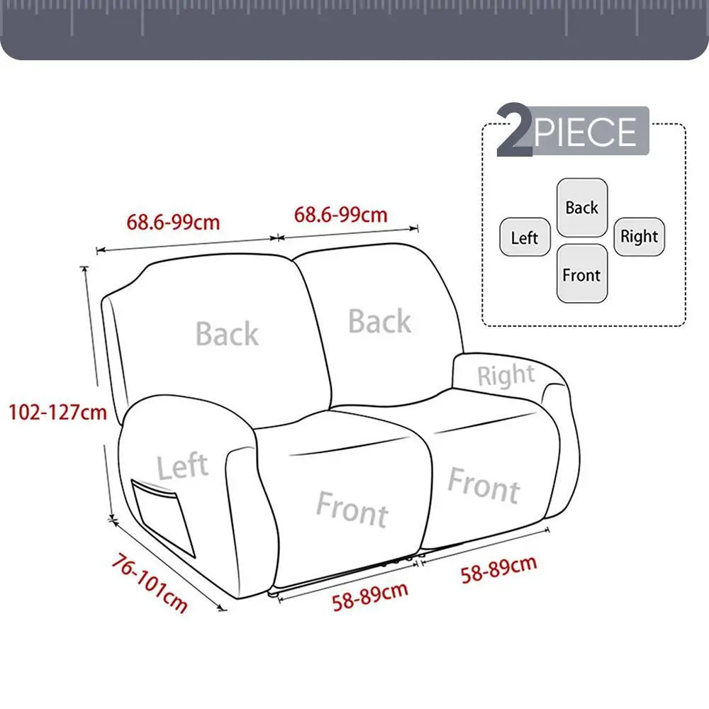 1/2/3 Seater Elastic Recliner Sofa Cover,Solid Color Sofa Cover,Stretch Armchair Covers Couch Slipcover With Pocket,Pet Friendly  Anti-Slip Slipcover, Office, And Home Decor