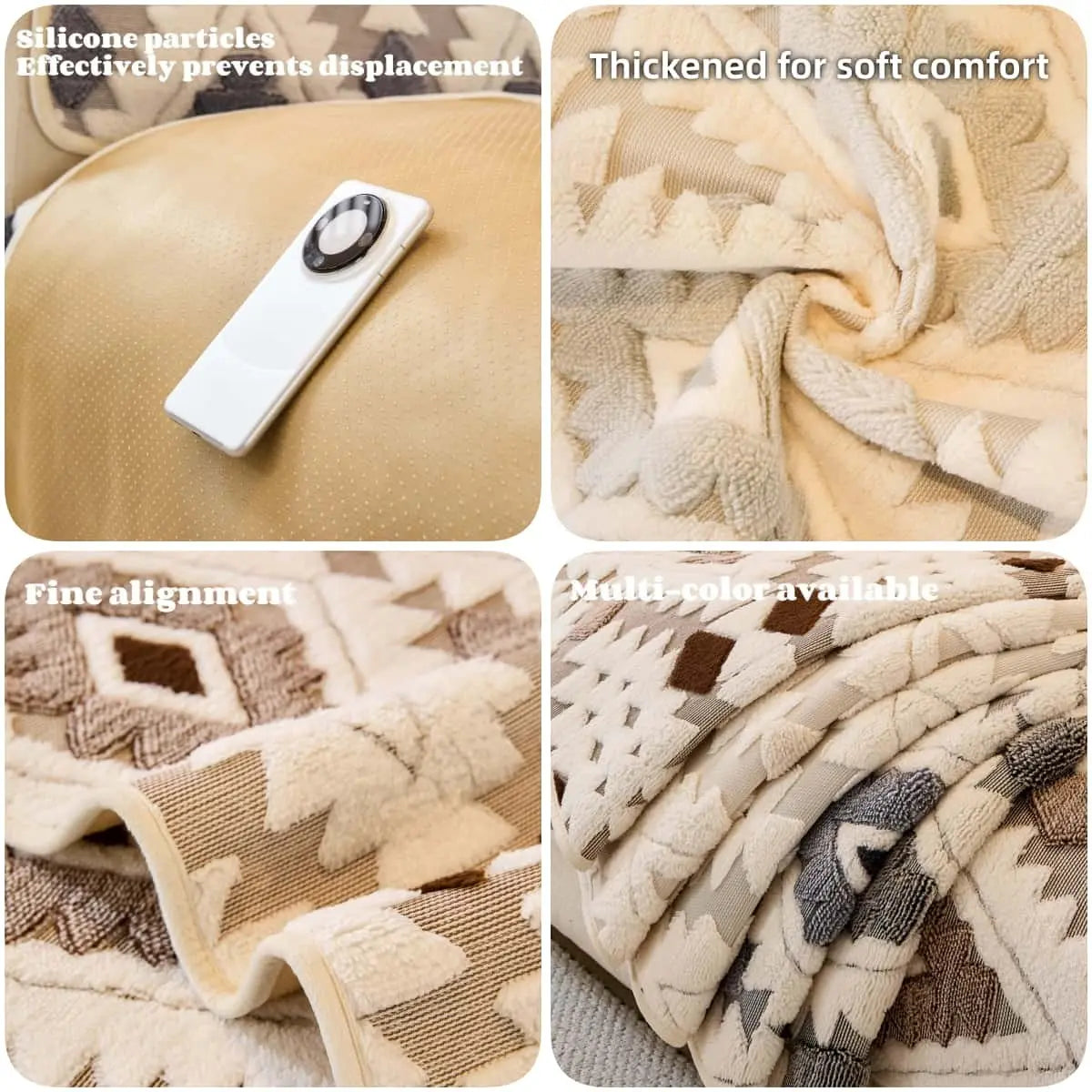 Boho Style Geometric Pattern Quilted Sofa Cover, Couch Cover, Soft Comfortable Dustproof Slipcover, Sofa Protector & Cushion Cover for Home Living Room, Bedroom, Hotel & Dormitory #GLOBAL PICKS
