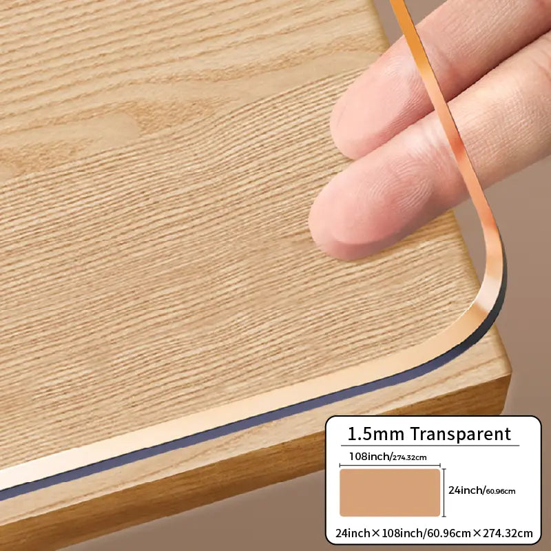 Food-Grade PVC Rectangle Desk Protector - High Transparency, Multi-Size, Cutting-Ready Oval Option with Ruler, Dustproof, Stain-Proof, Water-Resistant, Easy to Clean, Contemporary Cover for Wooden Furniture & Glass Dining Tops (DIY Cut Friendly),sohochic