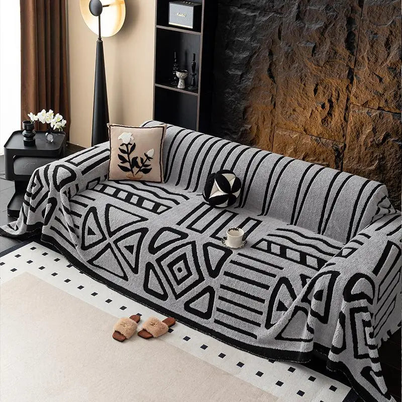 Geometric Pattern Sofa Cover, 1 Count Soft Dustproof Slipcover For Sofa, Soft Sofa Protector to Protect Couches in Living Room & Office, Couch Covers, Home Decor #GLOBAL PICKS