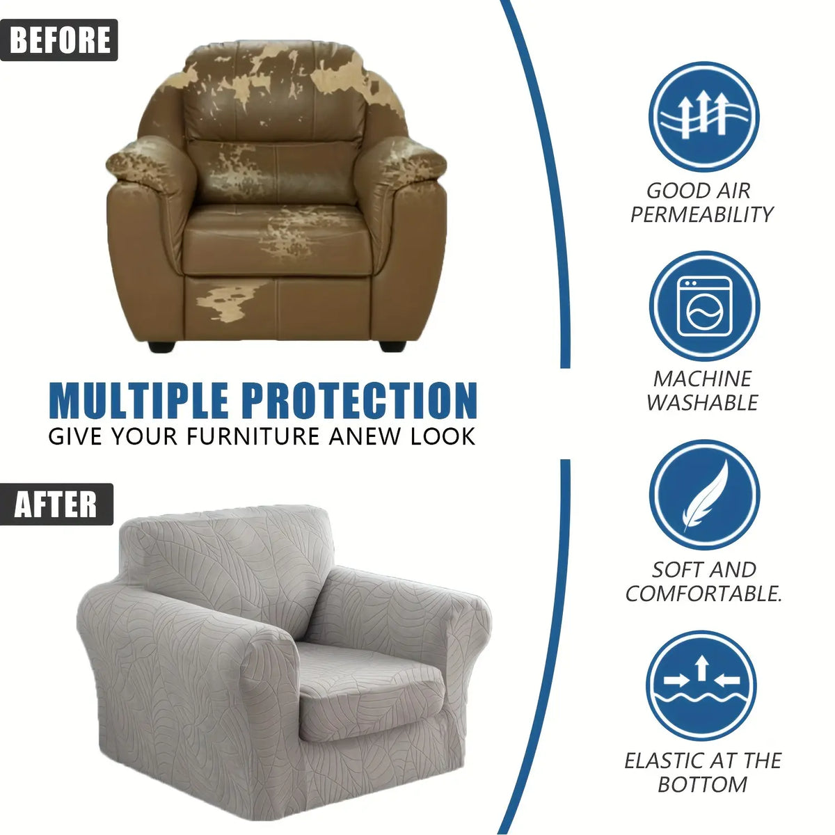 Chair Covers with Arms, Super Stretch Chair Slipcover for Living Room, Anti Slip Dustproof Couch Protector