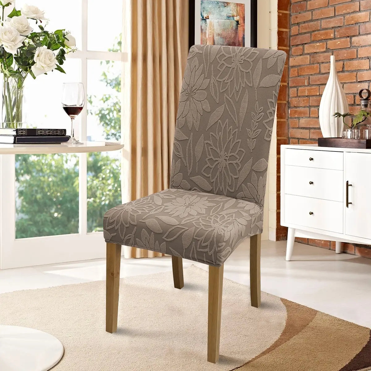 Chair Cover, 4/6 Counts Removable Washable Chair Slipcover, Dustproof Chair Protector for Home Living Room Hotel Dining Room