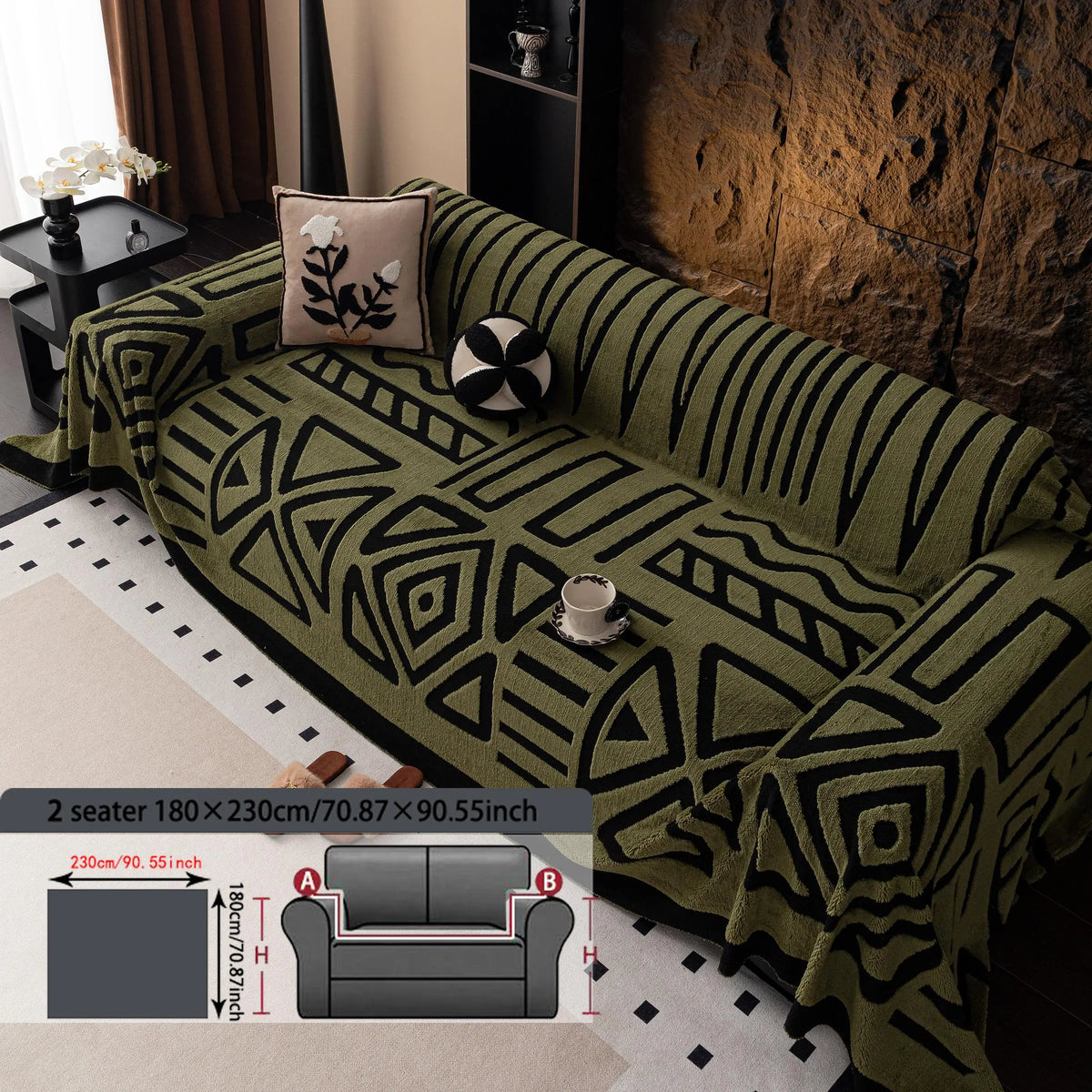Geometric Pattern Sofa Cover, 1 Count Soft Dustproof Slipcover For Sofa, Soft Sofa Protector to Protect Couches in Living Room & Office, Couch Covers, Home Decor #GLOBAL PICKS