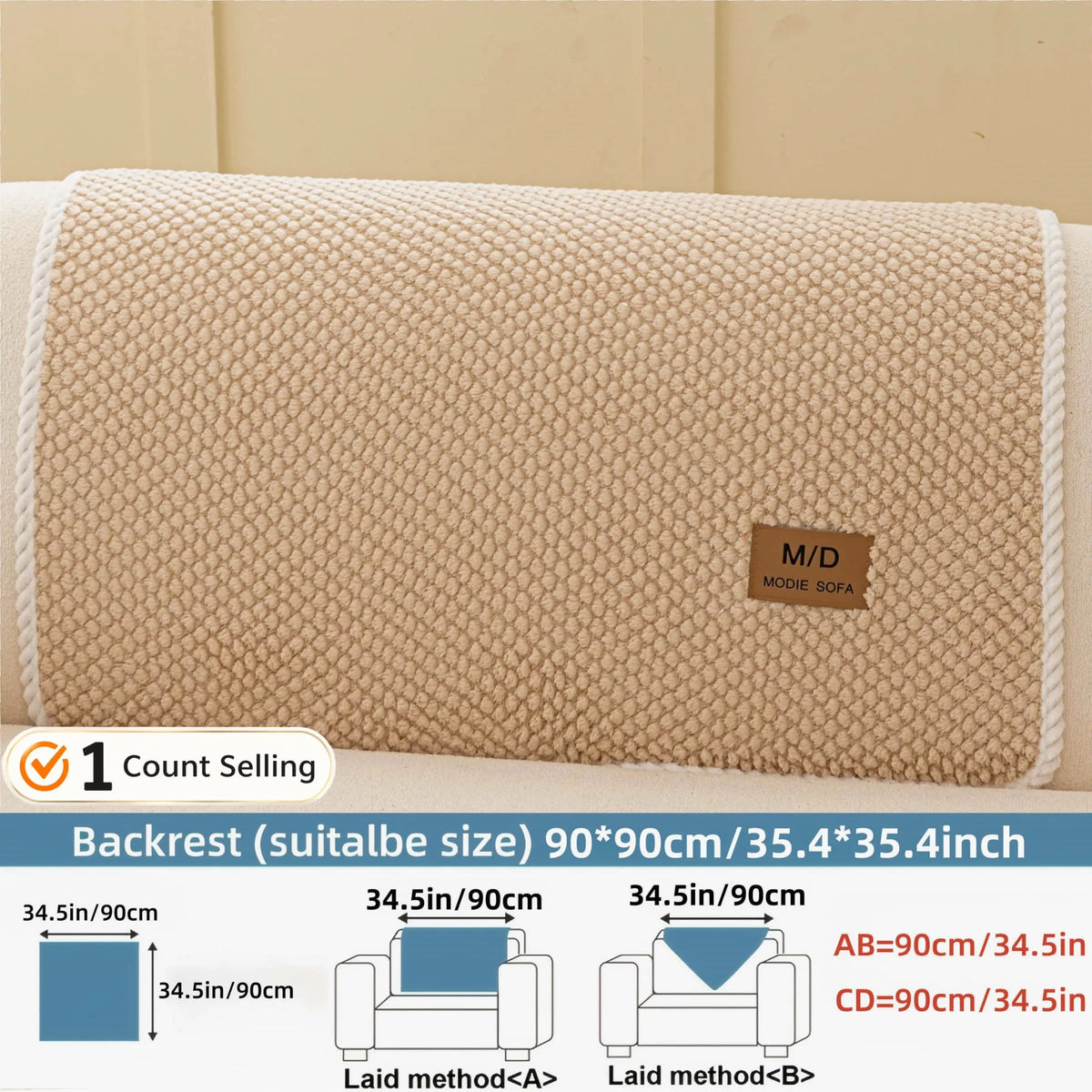 Luxury Thick Removable Couch Cover, 1 Count Soft Textured Seat Pad, Non-Slip Washable Universal Sofa Protector, Sectional Sofa Slipcovers, Pet-Friendly Modern Slipcover for Sectional, Loveseat and 3-Seater Couch #GLOBAL PICKS