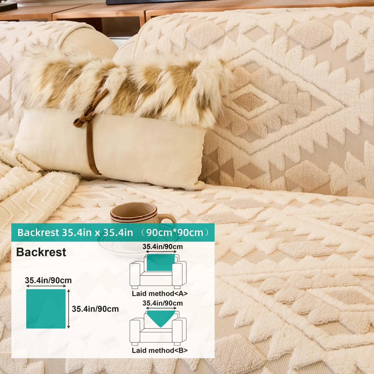 Boho Style Geometric Pattern Quilted Sofa Cover, Couch Cover, Soft Comfortable Dustproof Slipcover, Sofa Protector & Cushion Cover for Home Living Room, Bedroom, Hotel & Dormitory #GLOBAL PICKS
