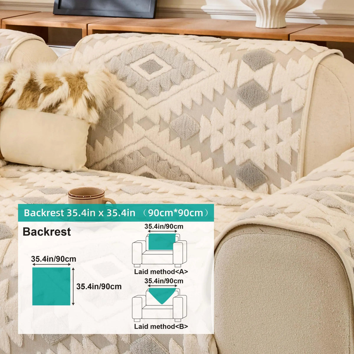 Boho Style Geometric Pattern Quilted Sofa Cover, Couch Cover, Soft Comfortable Dustproof Slipcover, Sofa Protector & Cushion Cover for Home Living Room, Bedroom, Hotel & Dormitory #GLOBAL PICKS