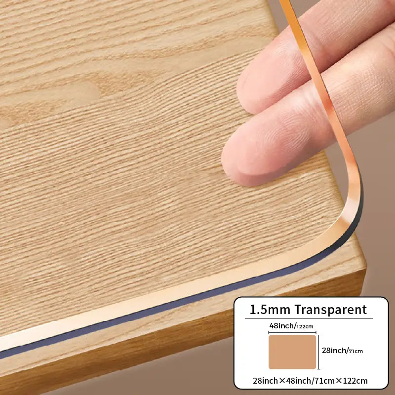 Food-Grade PVC Rectangle Desk Protector - High Transparency, Multi-Size, Cutting-Ready Oval Option with Ruler, Dustproof, Stain-Proof, Water-Resistant, Easy to Clean, Contemporary Cover for Wooden Furniture & Glass Dining Tops (DIY Cut Friendly),sohochic