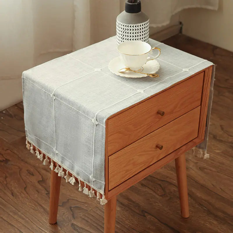 Minimalist Linen-Cotton Stain-Resistant Dust Cover Set - Home Care Dust Covers for Bedside Table, Light Luxury Audio, Microwave Oven (Simple Modern Style)
