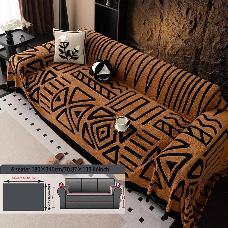 Geometric Pattern Sofa Cover, 1 Count Soft Dustproof Slipcover For Sofa, Soft Sofa Protector to Protect Couches in Living Room & Office, Couch Covers, Home Decor #GLOBAL PICKS