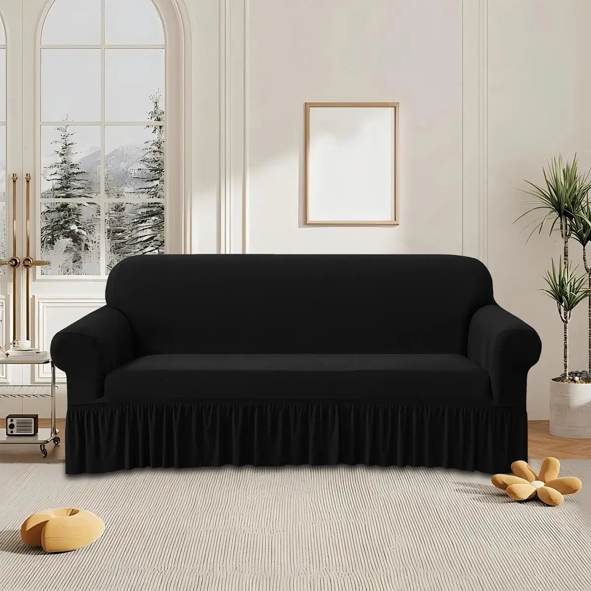 Solid Color Stretch Sofa Slipcover, Removable Washable Slipcovers For Couches And Sofas, 1 Count Dustproof Elastic Couch Protector, Sofa Protective Cover for Home & Living Room