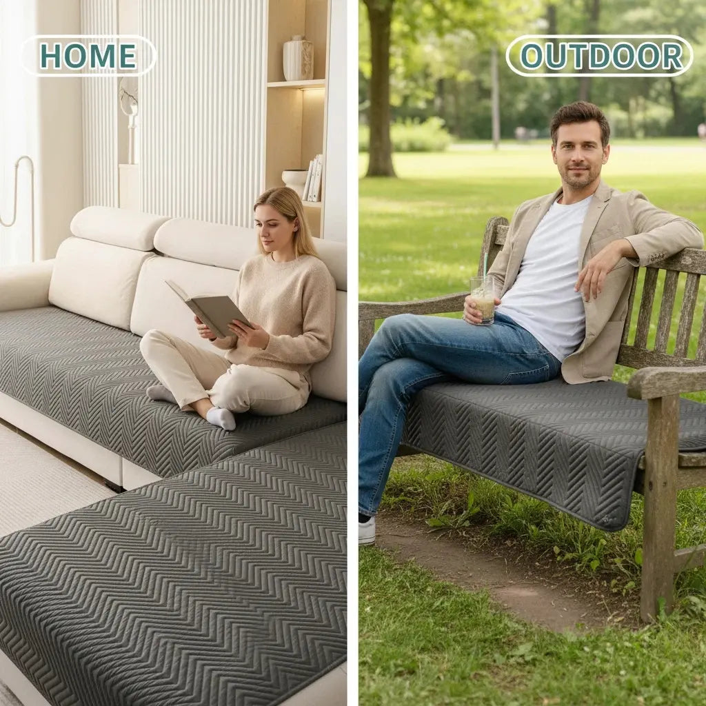 2 PCS Waterproof  Sofa cover, Thick Quilted Non-Slip Couch Seat Covers, Soft Couch Protector, Pet-Friendly Washable Sofa Protector for Living Room，Large Size Sectional Sofa Pads for Chaise & L-Shaped Sofa, Washable Dustproof Sofa Slipcover Set