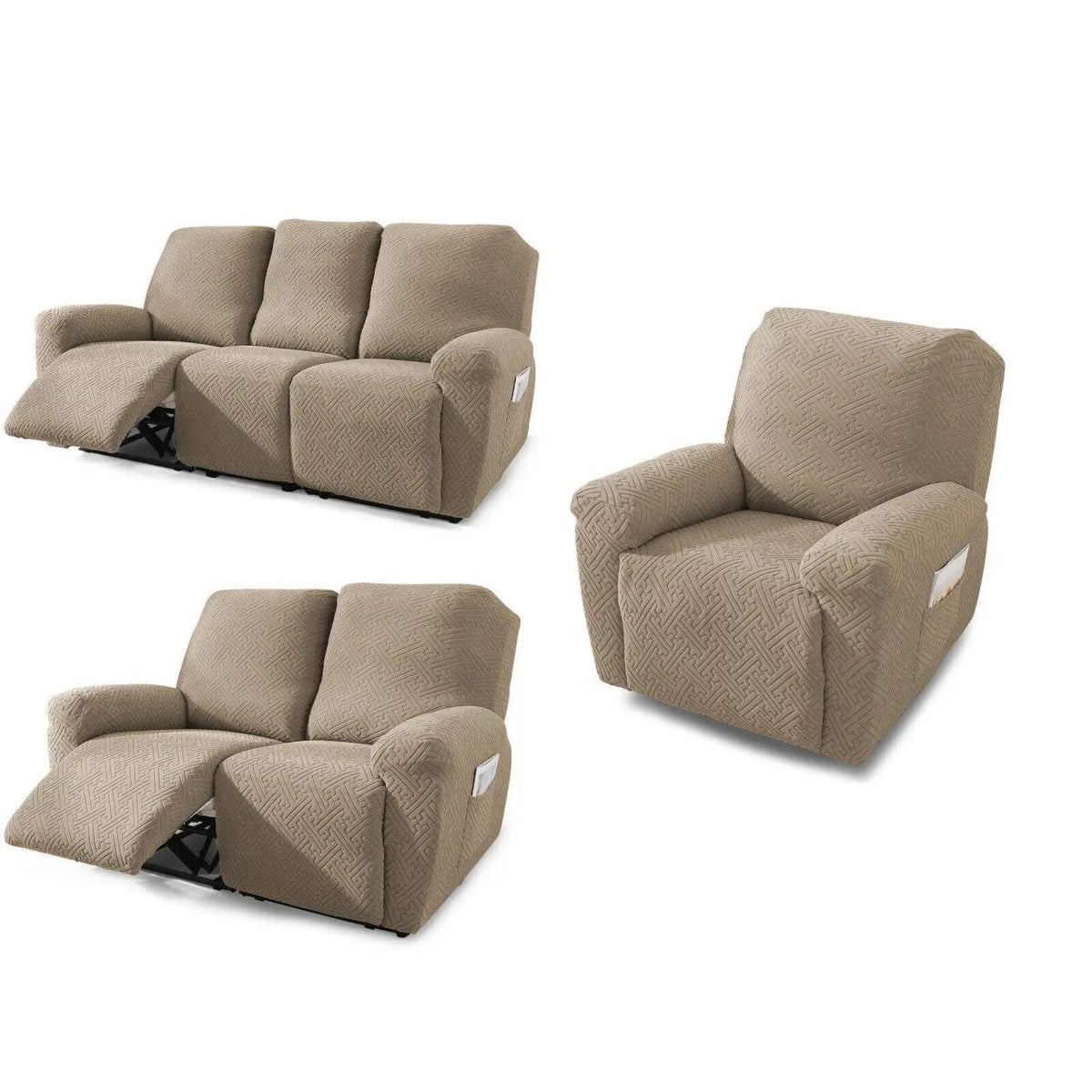 1/2/3 Seater Elastic Recliner Sofa Cover,Solid Color Sofa Cover,Stretch Armchair Covers Couch Slipcover With Pocket,Pet Friendly  Anti-Slip Slipcover, Office, And Home Decor