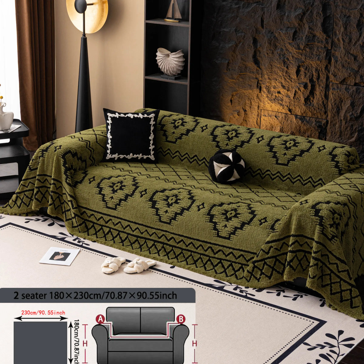 Geometric Pattern Sofa Cover, 1 Count Soft Dustproof Slipcover For Sofa, Soft Sofa Protector to Protect Couches in Living Room & Office, Couch Covers, Home Decor #GLOBAL PICKS