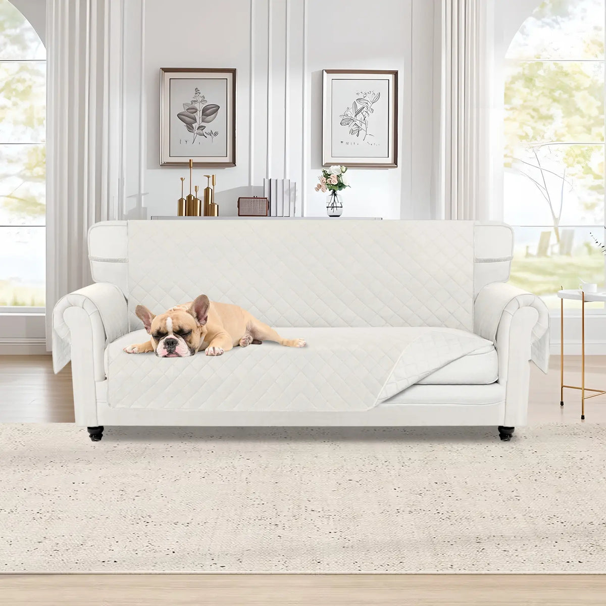 PureFit Reversible Sofa Cover - Washable, Water-Resistant Quilted Slipcover with Elastic Straps, Non-Slip Pet Protector for 1/2/3-Seater Cushions, Dust Protection, All Seasons Living Room Decor, Multi-Size Fit, Sofa Covers Washable, Two Seater,sohochic