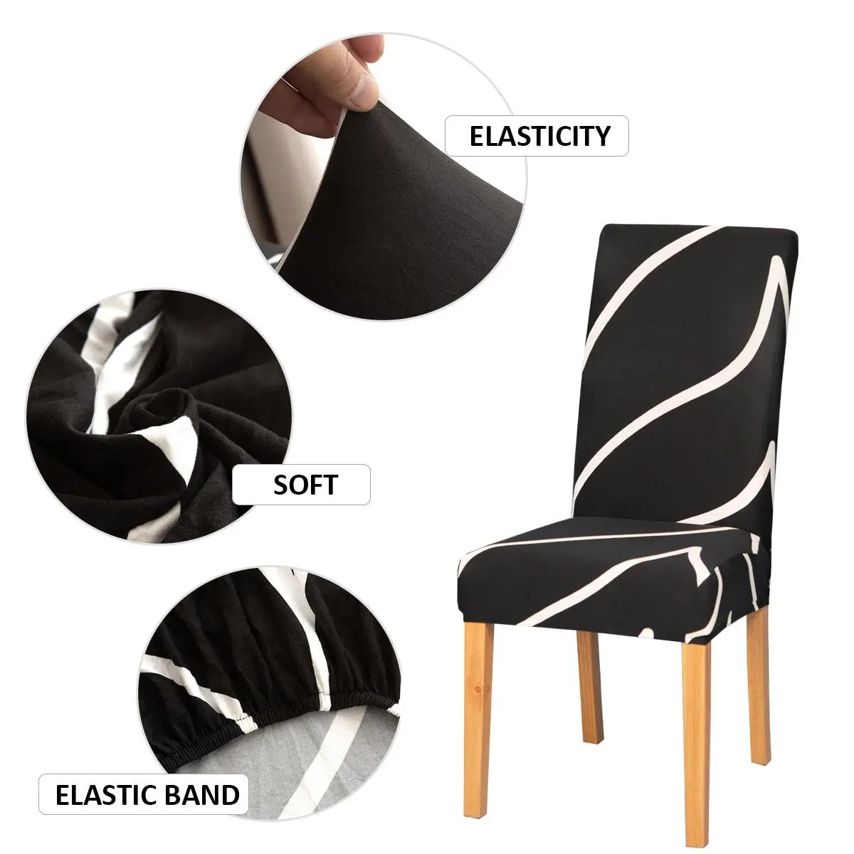 Chair Cover, 4/6 Counts Removable Washable Chair Slipcover, Dustproof Chair Protector for Home Living Room Hotel Dining Room