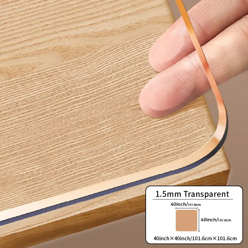 Food-Grade PVC Rectangle Desk Protector - High Transparency, Multi-Size, Cutting-Ready Oval Option with Ruler, Dustproof, Stain-Proof, Water-Resistant, Easy to Clean, Contemporary Cover for Wooden Furniture & Glass Dining Tops (DIY Cut Friendly),sohochic