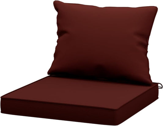 Outdoor Chair Cushions, Waterproof High Back Patio Cushion Set, 24x24 Inch Deep Seat Cushions for Patio Furniture, Washable Outdoor Pillows with Non-Slip Ties (Red, 24x24inches)