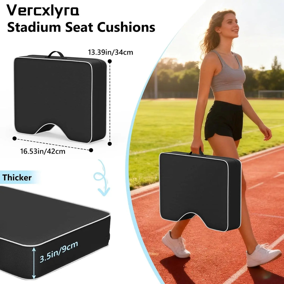 Waterproof Extra Thick 3.5" Portable Bleacher Stadium Seat Cushions for Indoor Outdoor Sports Events