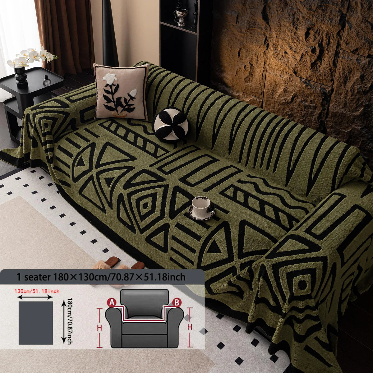 Geometric Pattern Sofa Cover, 1 Count Soft Dustproof Slipcover For Sofa, Soft Sofa Protector to Protect Couches in Living Room & Office, Couch Covers, Home Decor #GLOBAL PICKS
