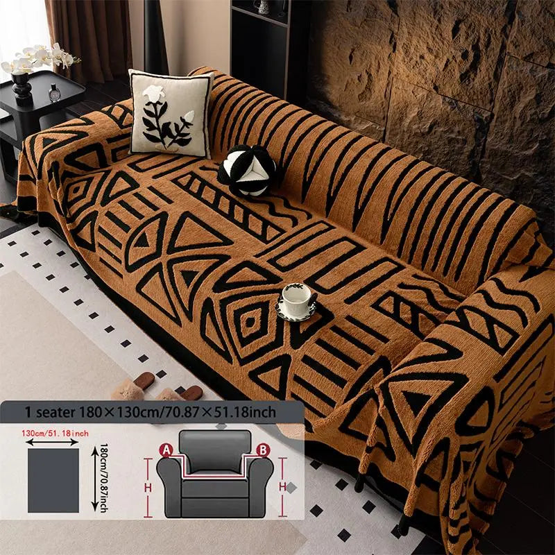 Geometric Pattern Sofa Cover, 1 Count Soft Dustproof Slipcover For Sofa, Soft Sofa Protector to Protect Couches in Living Room & Office, Couch Covers, Home Decor #GLOBAL PICKS